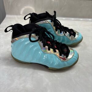 Aqua Iridescent Foamposite Sneakers | Nike Little Posite Pro 12.5